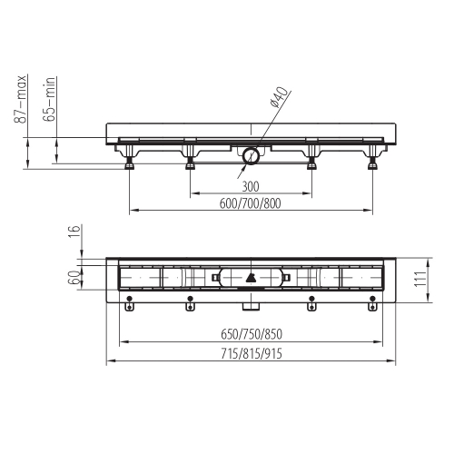 Mofém Linear Klasik/Floor MLS-850 KF sarokba építhető lefolyó 501-0007-00