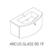 Tboss Arcus Glass 90 1F fürdőszobai alsó szekrény 1 fiókkal, mosdóval