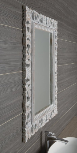 Sapho SCULE 70x100 cm tükör fa kerettel, fehér IN171