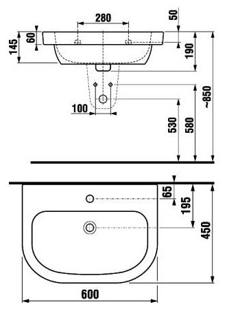Jika Olymp Deep 60x45 cm mosdó H8126130001041 (8.1261.3.000.104.1)