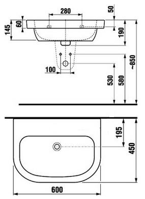 Jika Olymp Deep 60x45 cm mosdó csaplyuk nélkül H8126130001091 (8.1261.3.000.109.1)