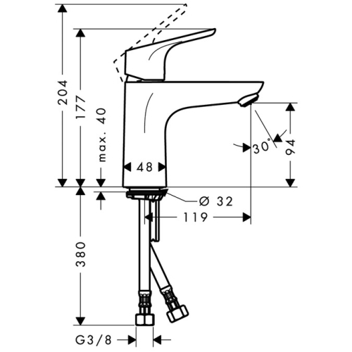 Hansgrohe Focus 100 egykaros mosdócsaptelep CoolStart, lefolyógarnitúra nélkül 31509 000 (31509000)