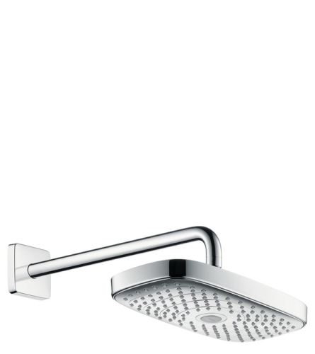 Hansgrohe Raindance Select E 300 2jet fejzuhany, 390 mm-es zuhanykarral, EcoSmart 9 l/perc króm/fehér 26609 400 (26609400)