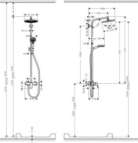 Hansgrohe Crometta S 240 1jet Showerpipe egykaros csapteleppel 27269 000 (27269000)