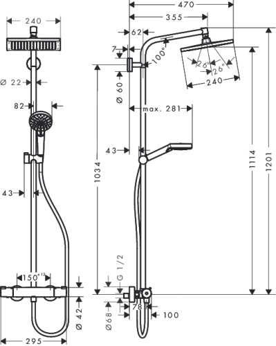 Hansgrohe Crometta E 240 1jet Showerpipe EcoSmart 9 l/perc 27281 000 (27281000)