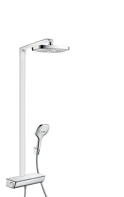 Hansgrohe Raindance Select E 300 2jet Showerpipe zuhanyrendszer EcoSmart 9 l/perc, króm/fehér 27282 400 (27282400)