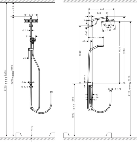 Hansgrohe Crometta E 240 1jet Reno EcoSmart Showerpipe 27289 000 (27289000)