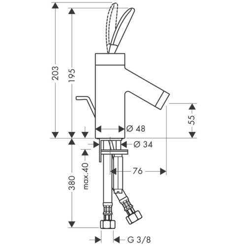 Hansgrohe AXOR Starck Classic egykaros mosdócsaptelep automata lefolyó-garnitúrával kézmosókagylókhoz 10015000