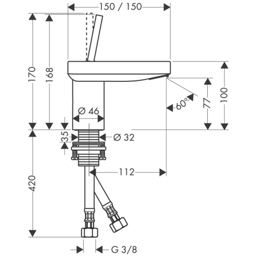 Hansgrohe AXOR Starck Classic egykaros mosdócsaptelep leeresztőkar nélkül 10077000