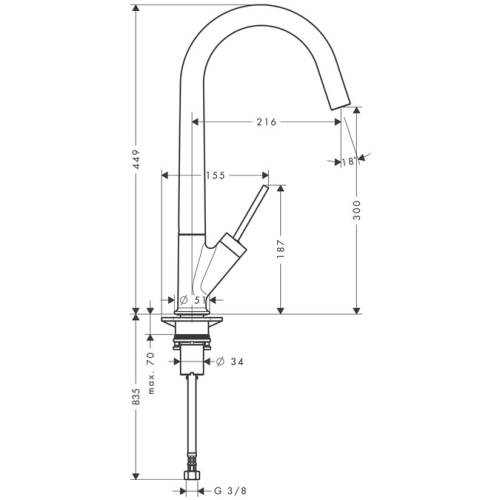 Hansgrohe AXOR Starck Egykaros mosogató csaptelep rozsdamentes acél hatású 10822800
