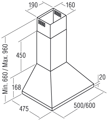 Cata V-500 fali páraelszívó 50 cm, fehér, 02088001