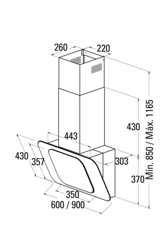 Cata ADARI 600 XGBK fali páraelszívó 60 cm, fekete, 02027207