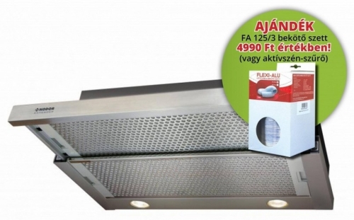 Nodor EXTENDER 60 INOX teleszkópos páraelszívó 60 cm, inox, 1700