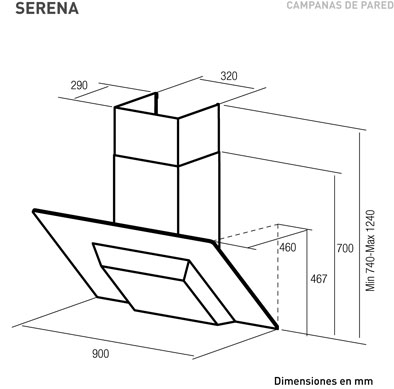 Nodor SERENA L900 BK fali páraelszívó 90 cm, fekete, 8411