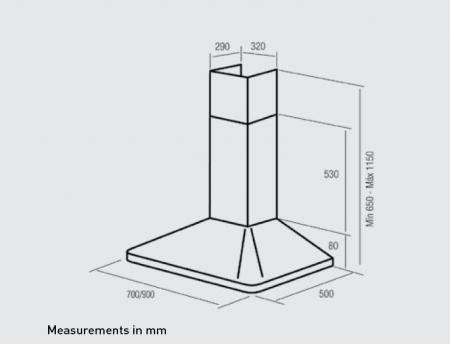 Nodor PLAZA 70 fali páraelszívó 70 cm, inox, 7339