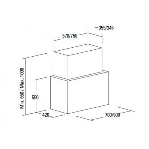 Nodor CUBE GLASS 700 BK fali páraelszívó 70 cm, fekete, 8415