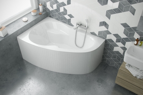 Excellent Newa Plus 150x95 cm-es aszimmetrikus kád kádlábbal, balos