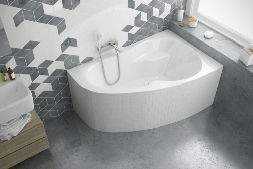 Excellent Newa Plus 150x95 cm-es aszimmetrikus kád kádlábbal, jobbos