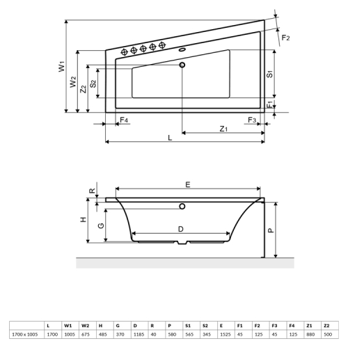 Excellent Sfera 170x100 cm-es aszimmetrikus kád kádlábbal, balos