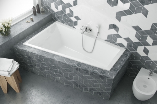 Excellent M-Sfera Slim 160x95 cm-es aszimmetrikus kád kádlábbal, balos