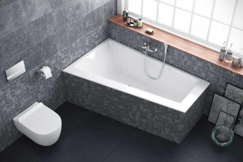 Excellent Sfera Slim 170x100 cm-es aszimmetrikus kád kádlábbal, balos
