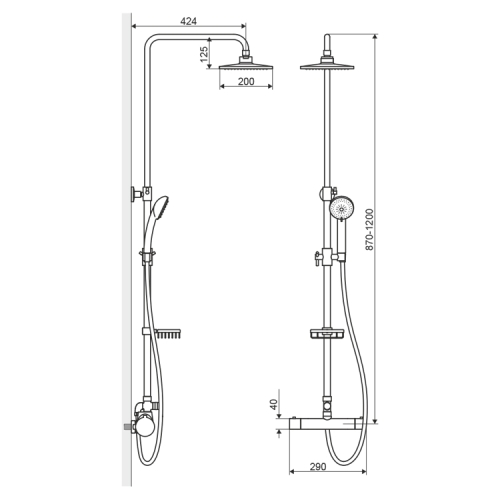 Actima Rain Clear Slim termosztátos zuhanyrendszer ARAC.SY.881ST