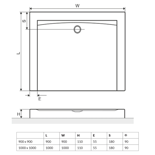 Excellent Forma Compact 100x100 cm szögletes zuhanytálca BREX.FOR10WHC
