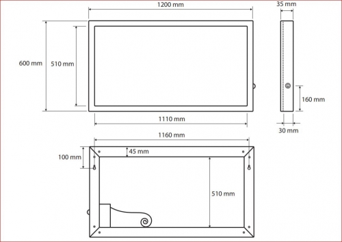 Sapho BEMETA KOZM.TÜKRÖK Tükör, LED világítású kerettel, 1200x600x35mm, 8W (127201719)