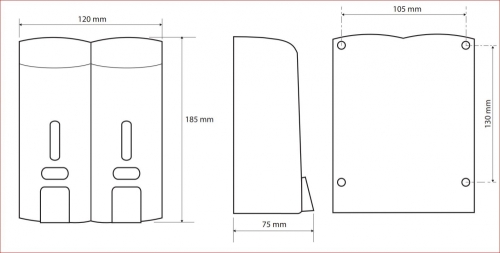 Sapho BEMETA HOTEL Dupla szappanadagoló, 120x185x75mm, 2x300ml, poírozott/ABS 121209132