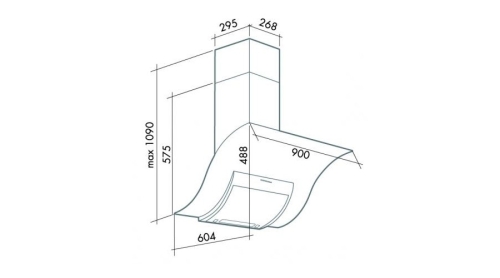 Falmec Adara 90 fali páraelszívó, 90 cm, savmaratott üveg, CADN90.00P1#ZZZ7491F