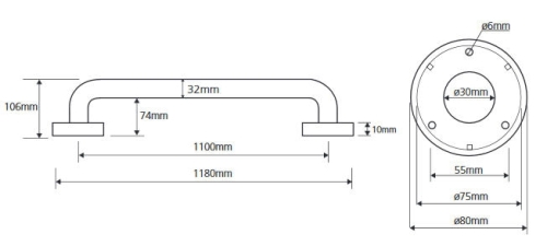 Bemeta HELP 110 cm-es rozsdamentes acél kapaszkodó, polírozott 301101101