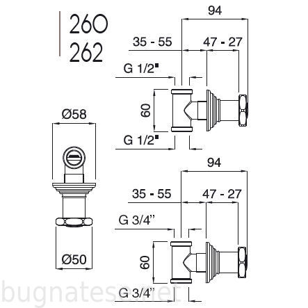 Bugnatese Minerva fali csempeszelep 3/4
