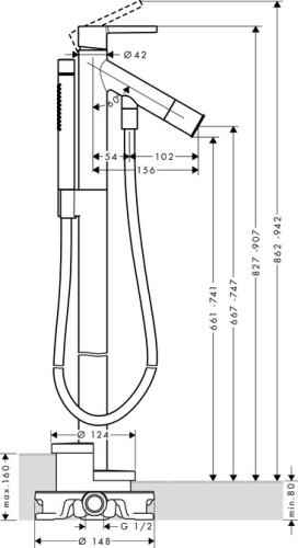 Hansgrohe AXOR Starck egykaros szabadonálló kádcsaptelep 10455000