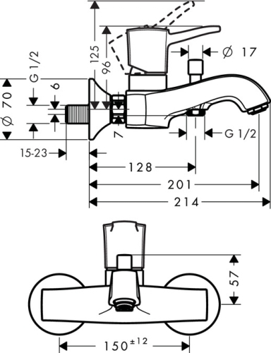Hansgrohe Metropol Classic egykaros kádcsaptelep króm 31340 000 (31340000)