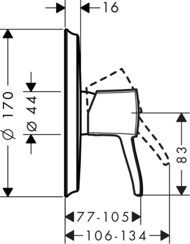 Hansgrohe Metropol Classic egykaros falsík alatti zuhanycsaptelep színkészlet króm 31365 000 (31365000)