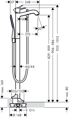 Hansgrohe Metropol Classic szabadonálló kádcsaptelep króm 31445 000 (31445000)