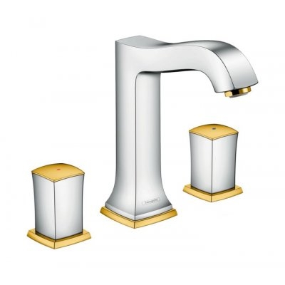 Hansgrohe Metropol Classic 160 3-lyukú mosdócsaptelep automata lefolyó-garnitúrával, króm/arany hatású 31305 090 (31305090)
