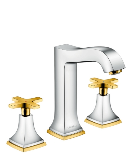 Hansgrohe Metropol Classic 160 3-lyukú mosdócsaptelep automata lefolyó-garnitúrával, króm/arany hatású 31307 090 (31307090)