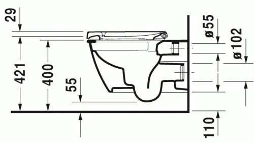 Duravit Darling New öblítőperem nélküli Duravit Rimless® fali WC, 57x37 cm 2563090000