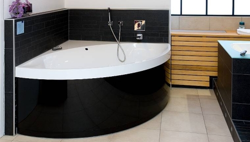 Villeroy & Boch Squaro 145x145 cm sarokkád, fényes fekete előlappal UBQ145SQR3PBV-01