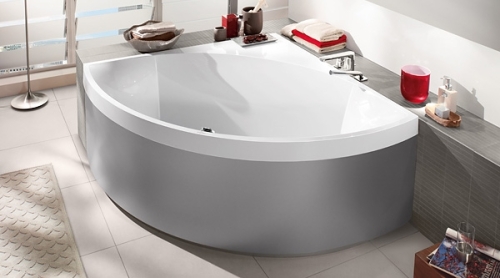 Villeroy & Boch Squaro 145x145 cm sarokkád, fémes színű előlappal UBQ145SQR3PGV-01