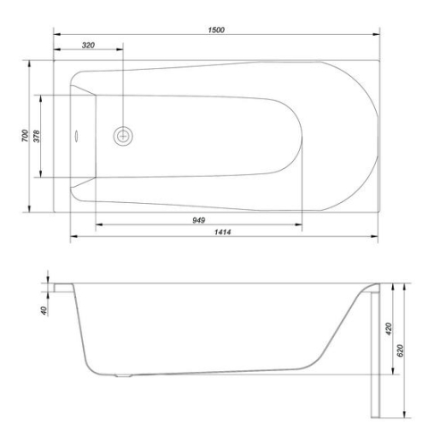 Cersanit Flavia 150x70 cm-es egyenes kád kádlábbal, S301-105