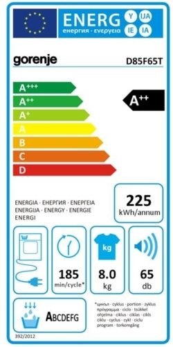 Gorenje szabadonálló kondenzációs hőszivattyús szárítógép A++, D98F65F