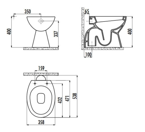Creavit STANDARD - WC + BIDÉ 2in1 - TP300 (TP340)