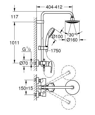 Grohe New Tempesta Cosmopolitan 160 zuhanyrendszer 26224000