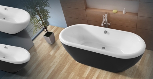 RIHO DUA 180x86 cm szabadonálló fürdőkád, fehér/fekete (BD01665) BD0166500000000