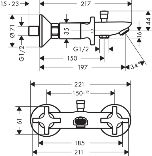 Hansgrohe Logis Classic kétkaros kádcsaptelep 71240 000 (71240000)