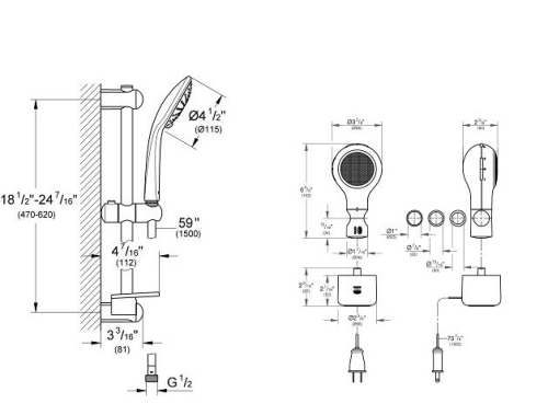 GROHE Euphoria zuhanygarnitúra Eco Aquatunes wifi-s hangszóróval 27242001+26270LV0