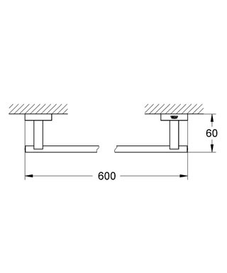 Grohe Essentials Cube fali fürdőlepedő tartó, 60 cm-es, króm 40509 001 (40509001)