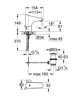 Grohe Europlus E infrás mosdócsaptelep, elemes 36236 001 (36236001)